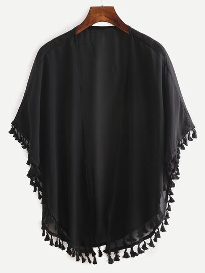 Kimono Chiffon Rifilata Nappa - Nero