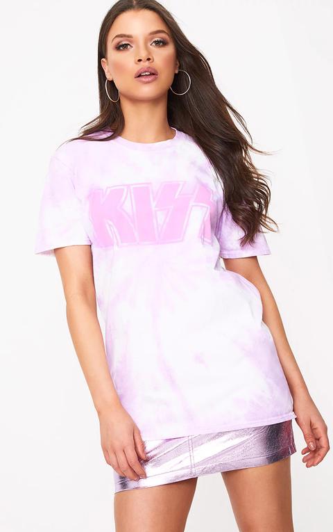 Kiss License Pink Wash Print T Shirt, Pink