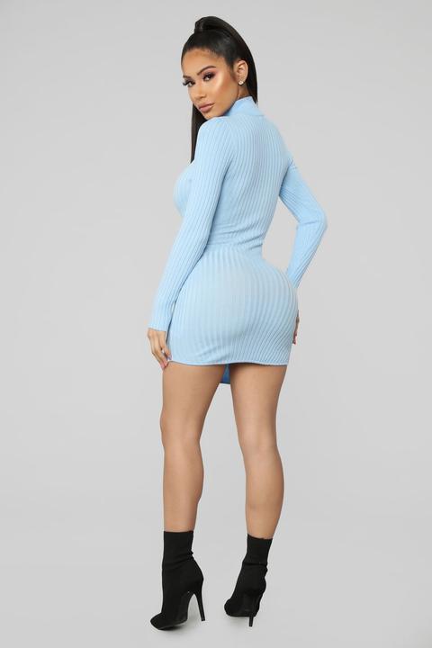 light blue sweater dress