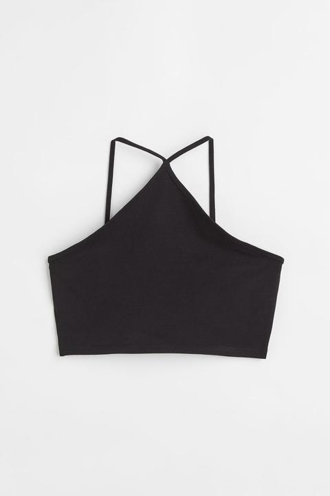 Crop Top De Algodón - Negro