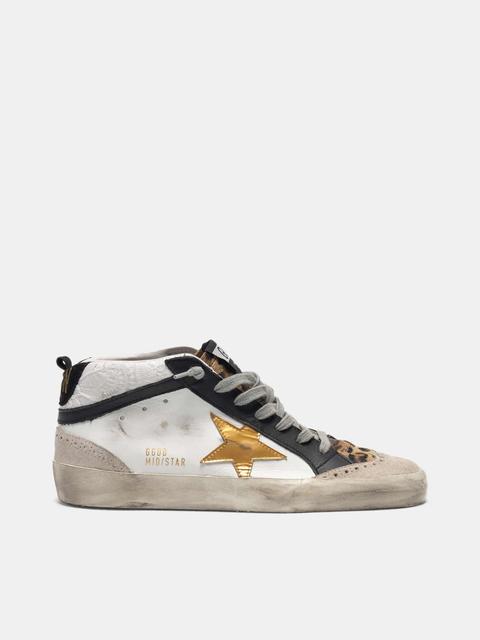 Zapatillas Deportivas Mid-star Blancas Con Aplicación De Piel De Potro Motivo Leopardo