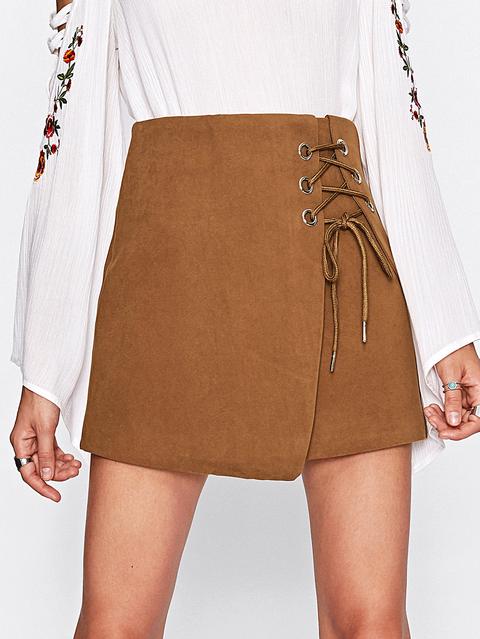 Eyelet Lace Up Side Skirt