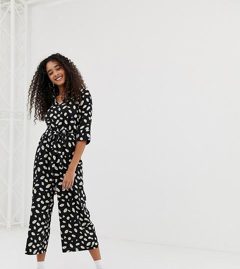 Wednesday's Girl Jumpsuit With Wrap Front In Abstract Print-black