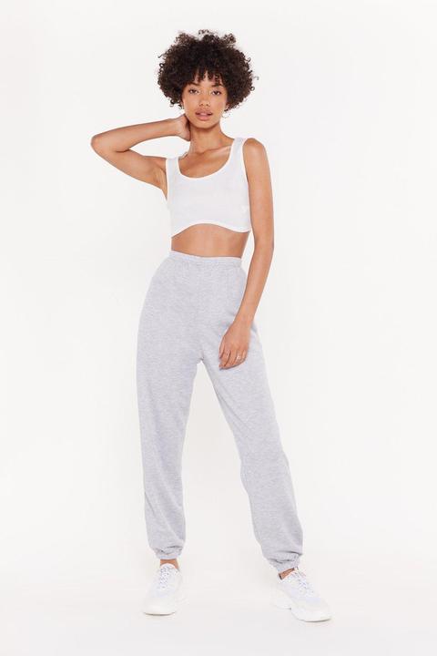 Womens Baggy High Waisted Cuffed Joggers