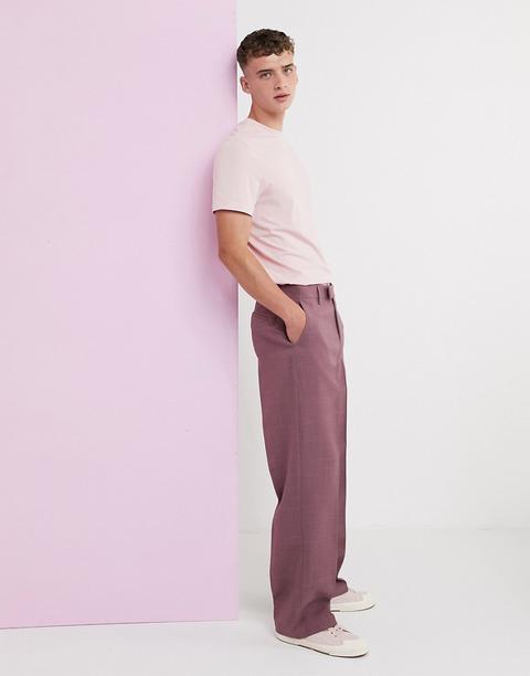 Asos Design Wide Leg Cross Hatch Smart Trousers-purple