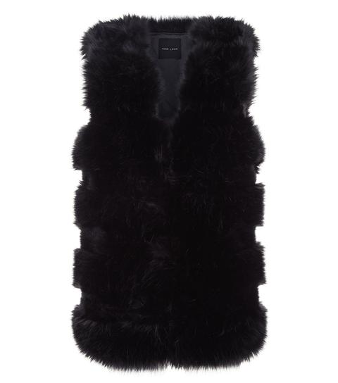 Black Pelted Faux Fur Gilet New Look