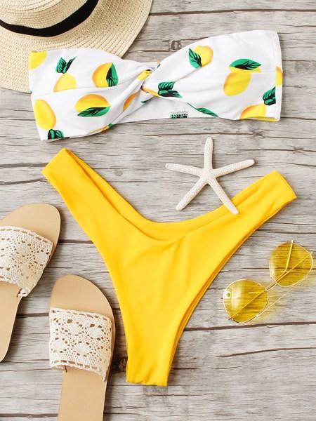 Bikini Fruit Print Twist