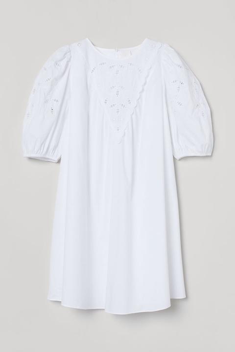 Vestido Con Bordado Inglés - Blanco