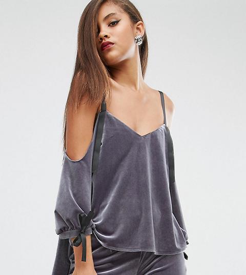 Top De Conjunto De Terciopelo Con Tirantes Grosgrain Y Hombros Descubiertos Red Carpet De Asos Tall