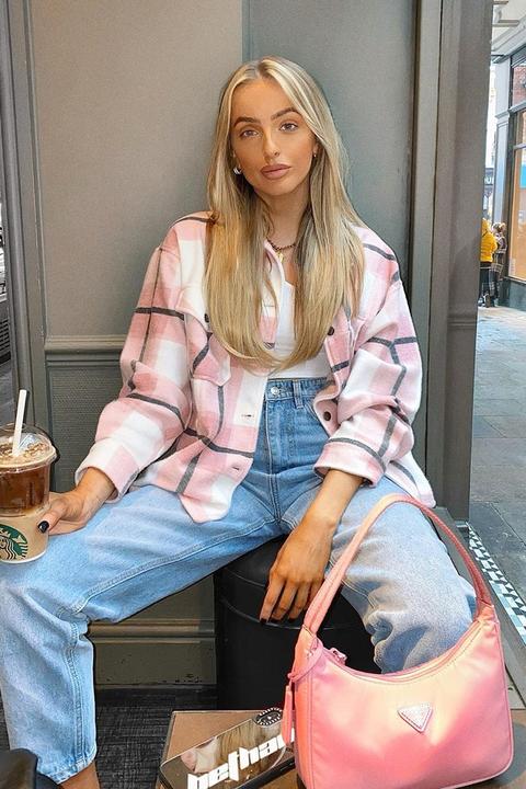 Darcy Pink Check Oversized Shacket