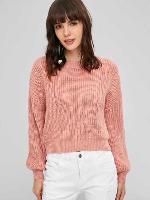 Maglione Pullover Sciolto In Tinta Unita Rose