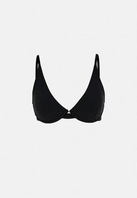 Black Fuller Bust Underwire U Bikini Top, Black