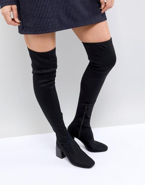 Stradivarius Over The Knee Block Heel Boot - Black from ASOS on 21 Buttons