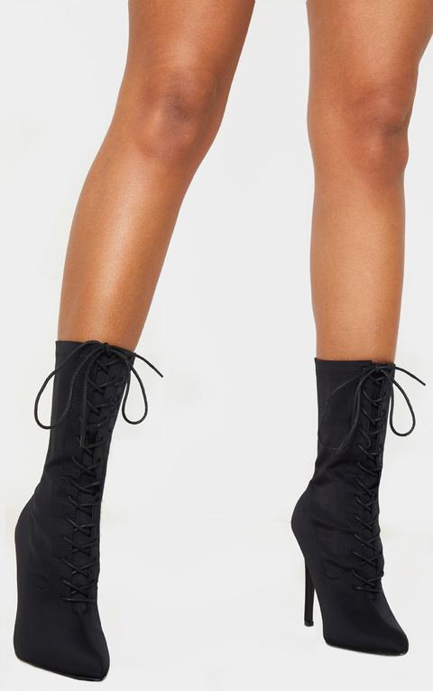 black lace up sock boots