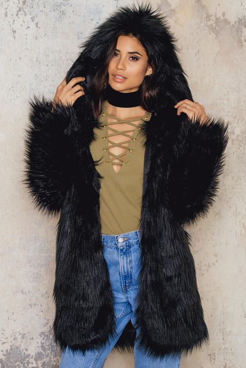 Hoodie Long Faux Fur