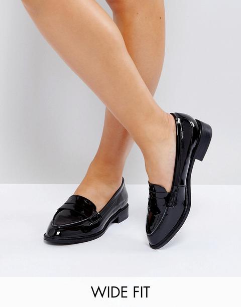 Asos - Munch - Scarpe Piatte A Pianta Larga Stile Mocassino - Nero