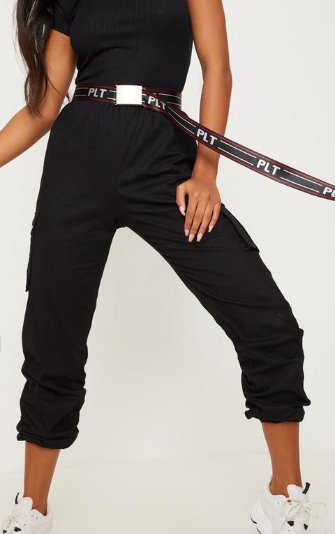 Prettylittlething Black Logo Tape Belt