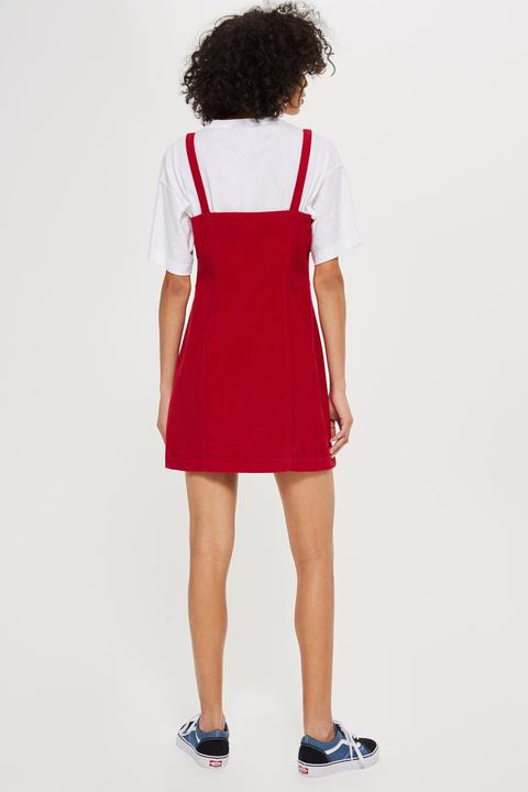 Topshop red cord store dress