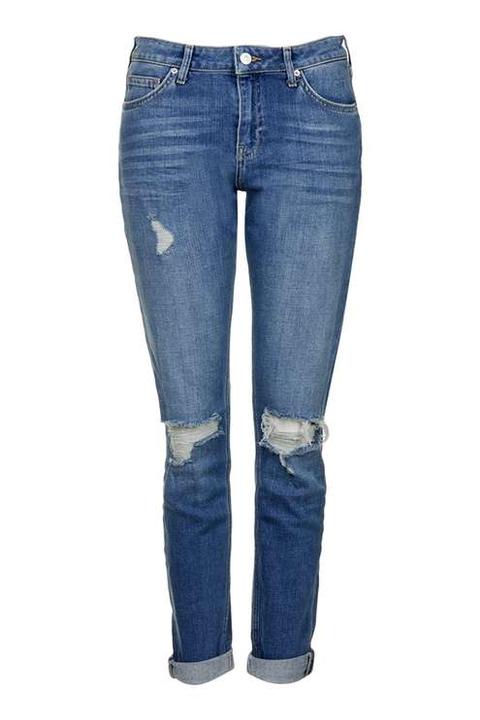 Moto Blue Ripped Lucas Boyfriend Jeans