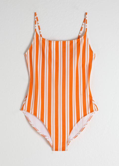 Striped Low Back Swimsuit