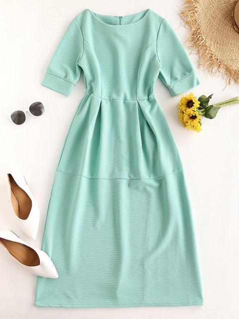 High Waisted Solid Frilled Dress Light Blue