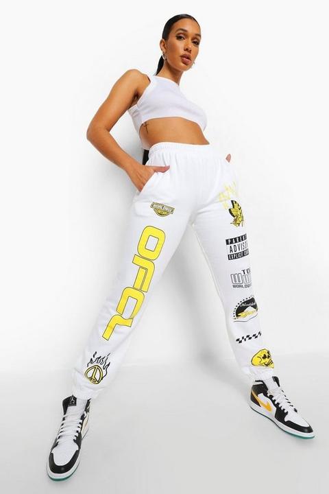 Womens Ofcl Graphic Print Joggers - White - S, White