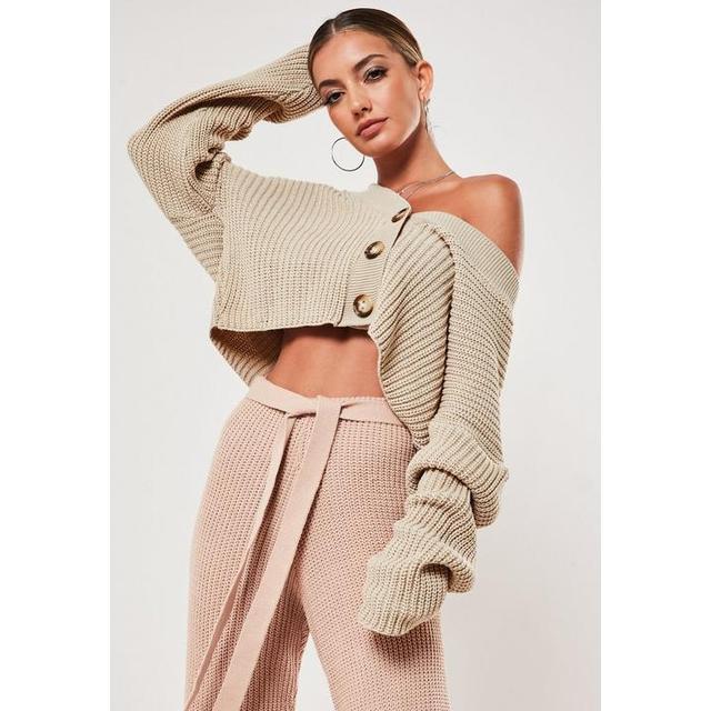 horn button crop cardigan