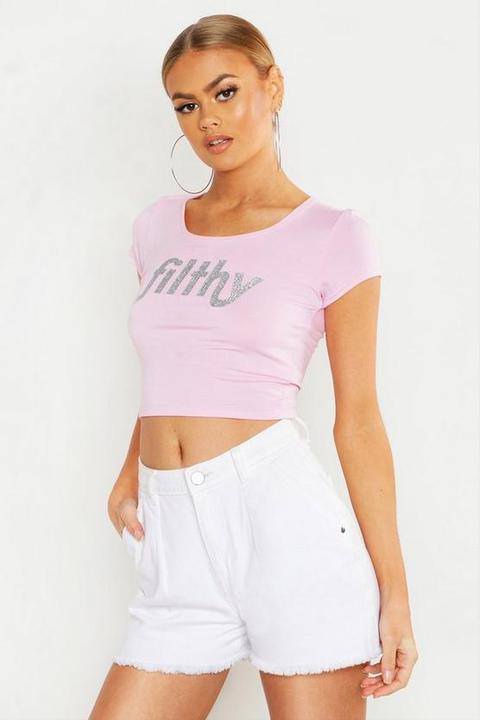 Filthy Silver Glitter Printed Crop Top