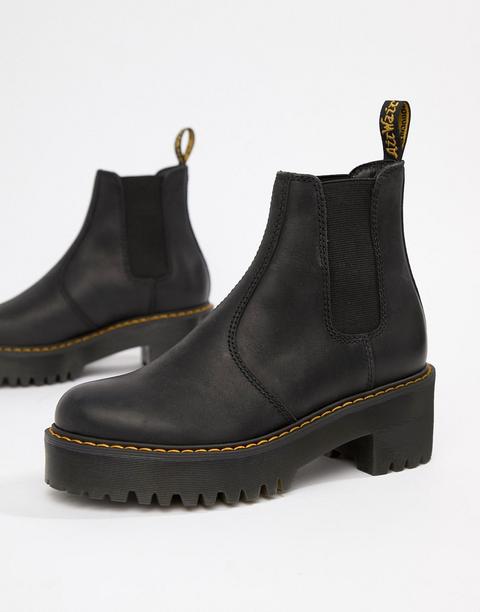 black leather heeled chelsea boots