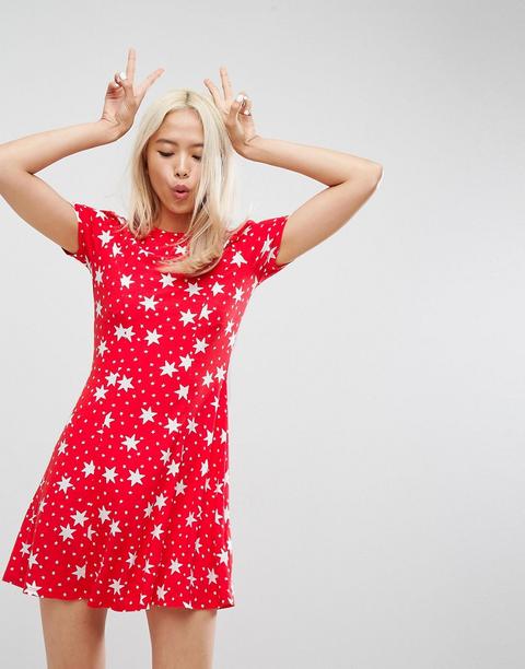 Asos Mini Tea Dress In Star Print