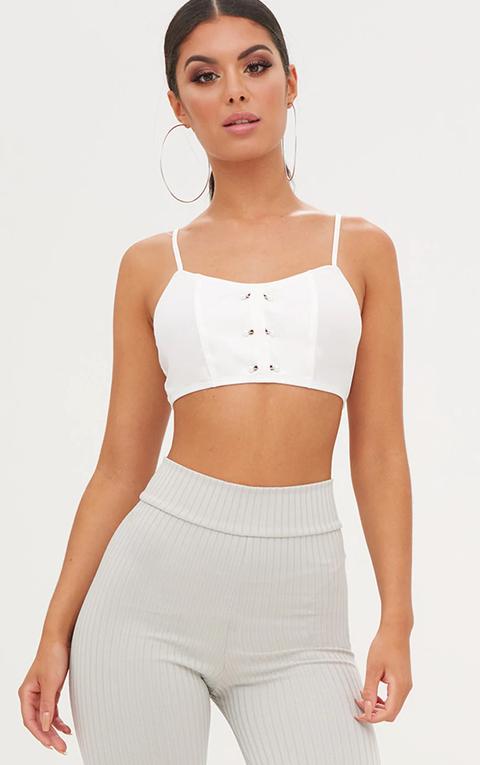 White Pearl Detail Bralet, White