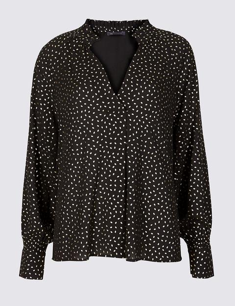 Sparkly V-neck Long Sleeve Blouse