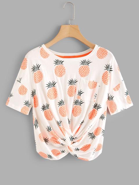 Camiseta Girante Con Estampado De Piña