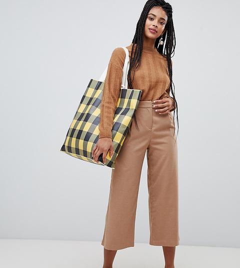 Pantalones Capri De Pernera Ancha En Tejido Texturizado Beis De Monki