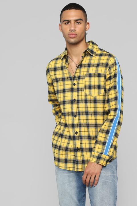 Freestyle Long Sleeve Flannel Top - Yellow