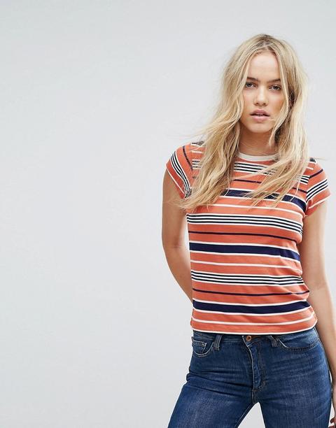 Lee - T-shirt Anni '70 A Righe - Arancione