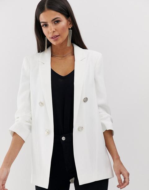 River Island - Blazer Doppiopetto Bianco - Bianco
