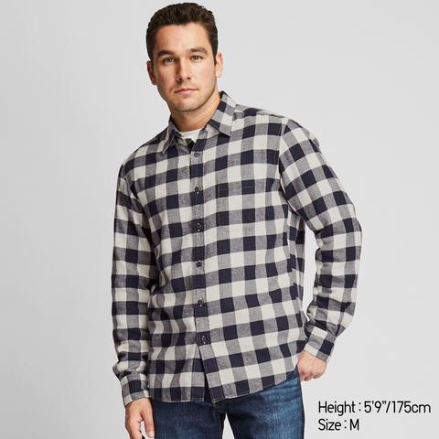 Camisa Franela Manga Larga Regular Fit Cuadros Hombre