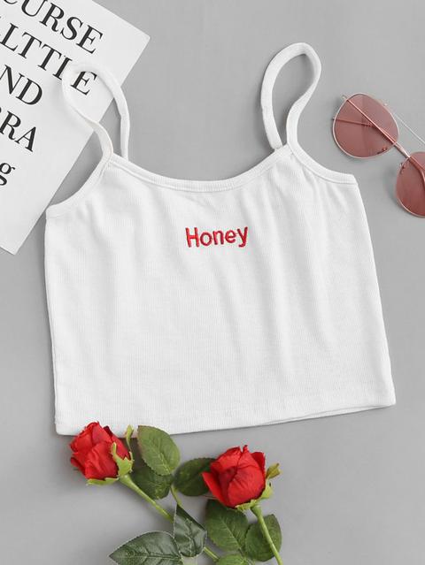 Camisola Corta Con Bordado De Honey