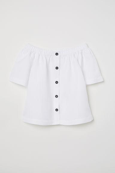 H & M - Blusa Hombro Descubierto - Blanco