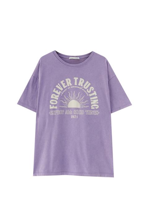 Camiseta Lila Gráfico Sol