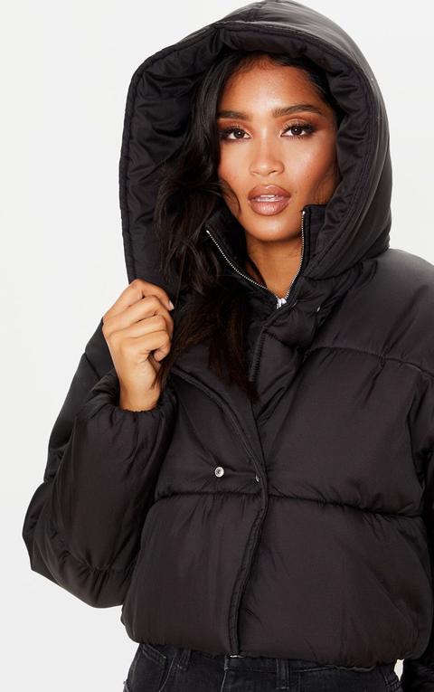 black cropped hooded jacket