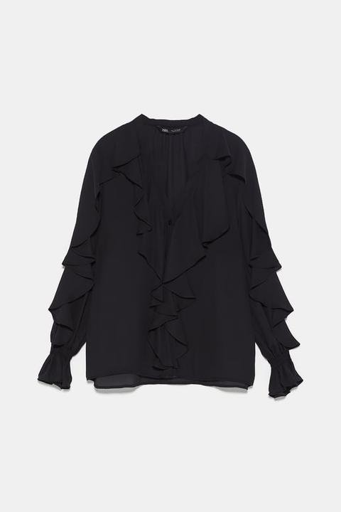 Ruffled Blouse from Zara on 21 Buttons