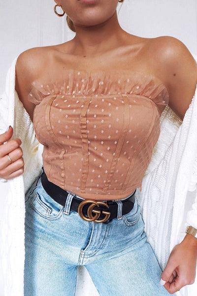 Nude Mesh Polka Seam Detail Bralet - Davis