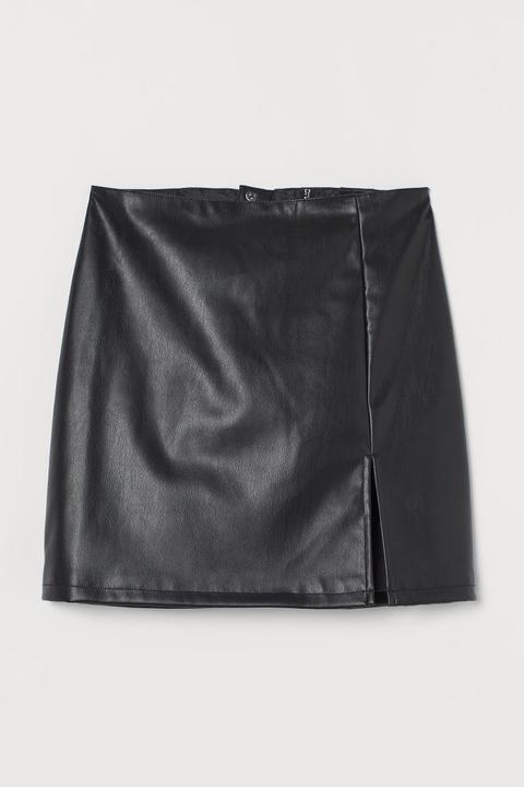 Imitation Leather Skirt - Black