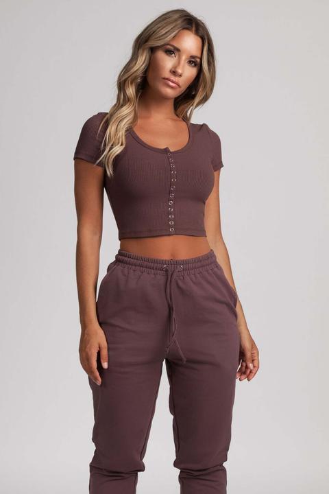 Basia Button Up Crop Top - Mauve