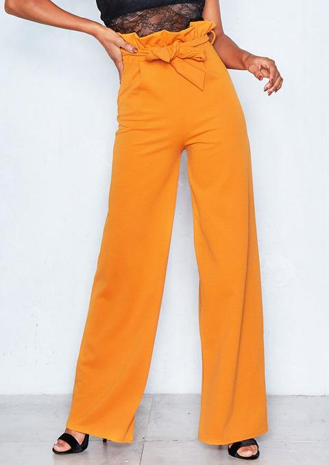Lola Mustard Tie Waist Paperbag Trousers