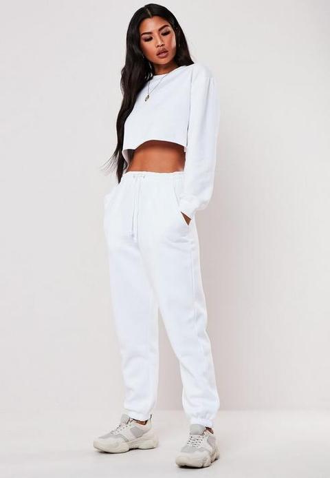 White 90s Loopback Joggers, White