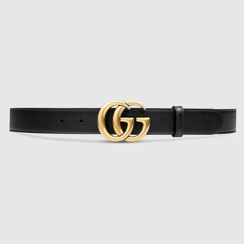 Leather Belt With Double G Buckle