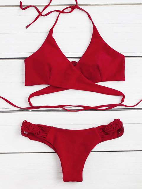 Sets De Bikini Cruzado Con Diseño De Croché